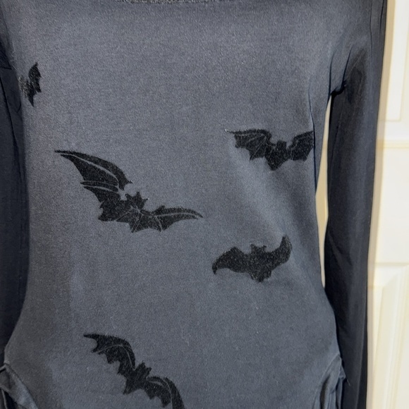 Queen Of Darkness Black Long Mesh Inset Sleeve Cowl Neck Mini Dress - Picture 3 of 14